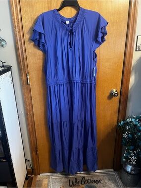 Old Navy Royal Blue Ruffle Sleeve Maxi Dress